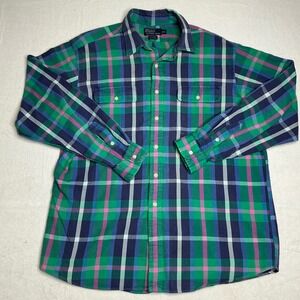 Polo Ralph Lauren Plaid Flannel Shirt Men's XL Green Blue Pink Cotton Whitfield
